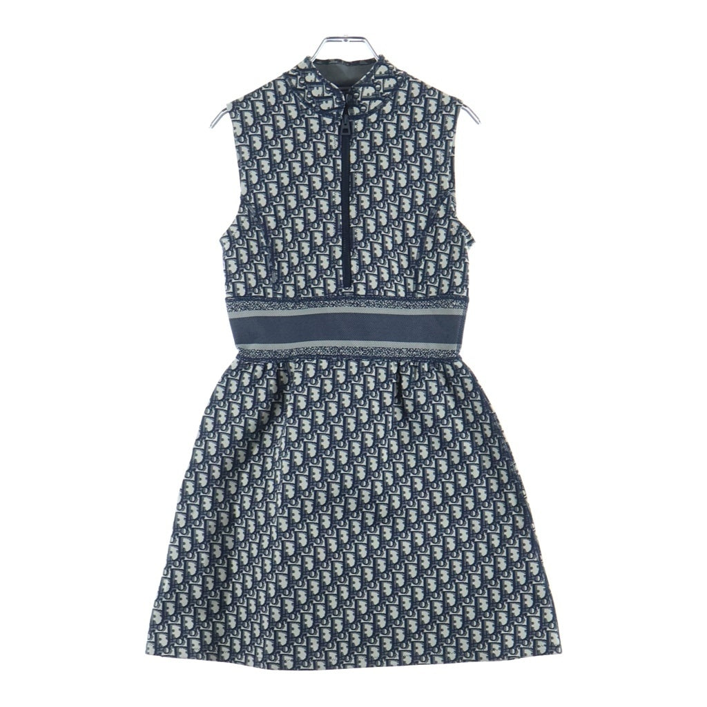 DIOR(ディオール) オブリーク ノースリーブワンピース ドレス ナイロン ハーフジップ ネイビー 143R04A4040 レディース