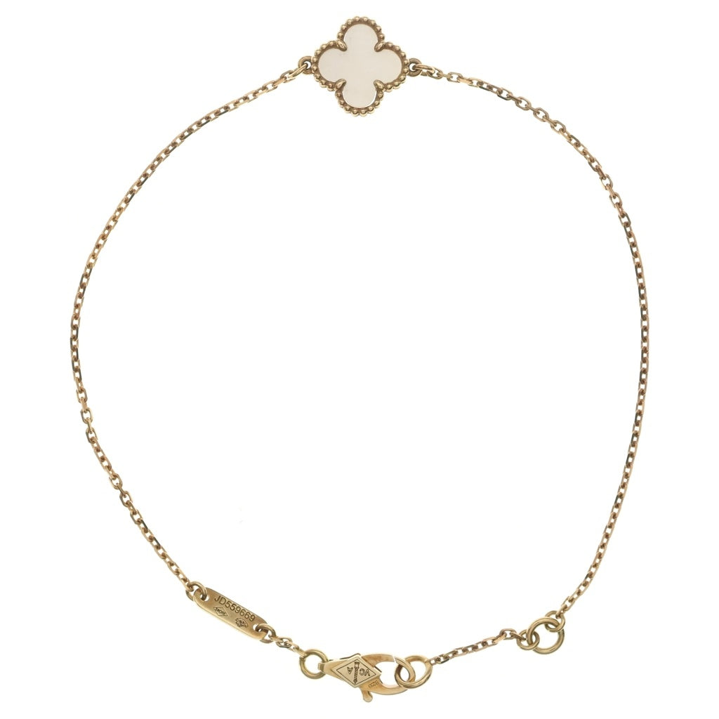 Van Cleef & Arpels(ヴァンクリーフアンドアーペル) スウィートアルハンブラ マザーオブパール ホワイトシェル Au750 K18YG ブレスレット イエローゴールド VCARF68800 レディース