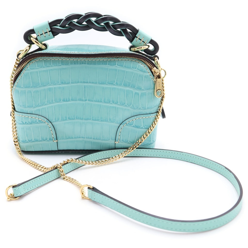 Chloe(クロエ) ダリアミニ チェーンバッグ ショルダーバッグ ミントグリーン 型押しクロコ ゴールド金具 レディース
