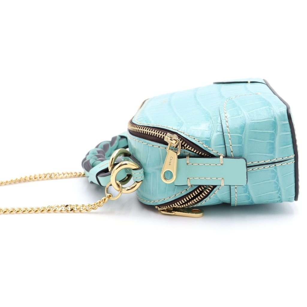 Chloe(クロエ) ダリアミニ チェーンバッグ ショルダーバッグ ミントグリーン 型押しクロコ ゴールド金具 レディース