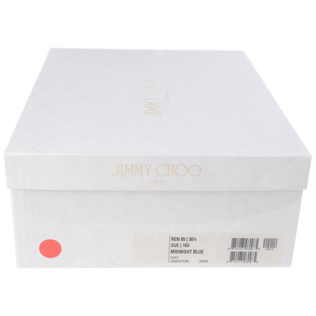 JIMMY CHOO(ジミーチュウ) カットアウト レザー オープントゥ ピンヒール サンダル #36.5 ミッドナイトブルー ブルー系 REN85 レディース
