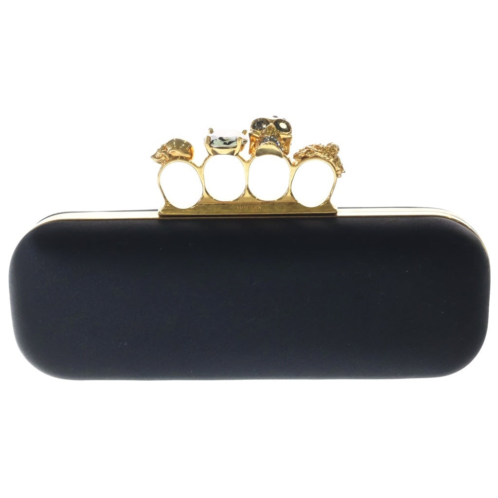 Alexander McQueen(アレキサンダーマックイーン) ナックル クラッチバッグ セカンドバッグ ブラック ゴールド金具 レディース