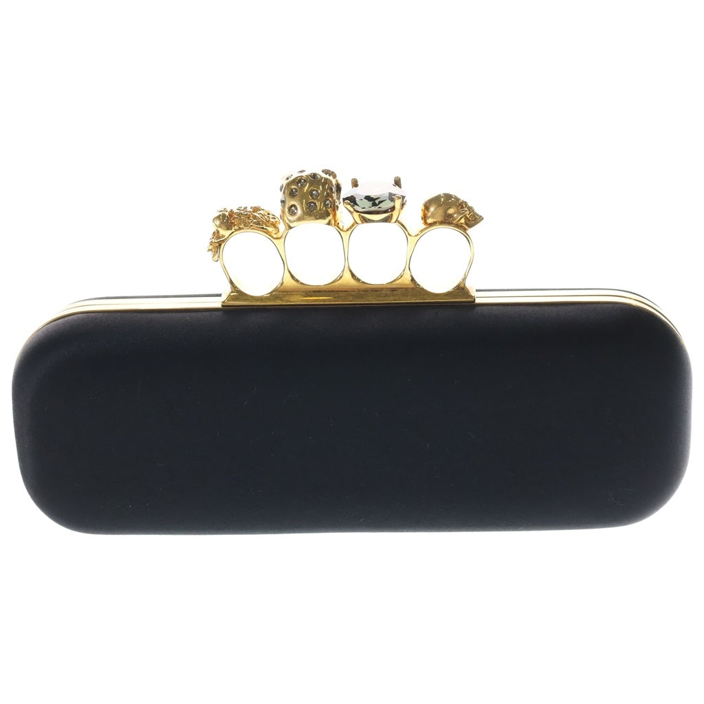 Alexander McQueen(アレキサンダーマックイーン) ナックル クラッチバッグ セカンドバッグ ブラック ゴールド金具 レディース