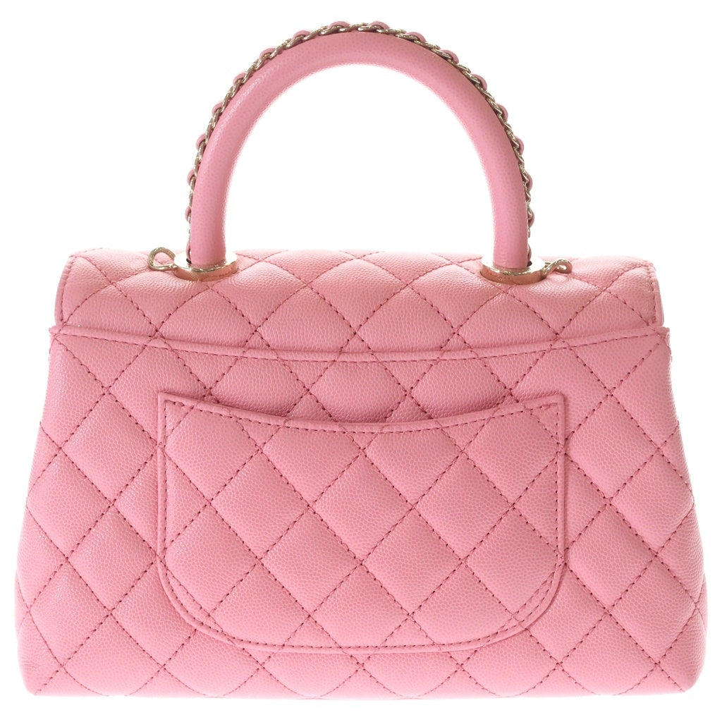 CHANEL(シャネル) マトラッセ ココハンドル24 2WAYハンドバッグ ショルダーバッグ チェーンハンドル ピンク キャビアスキン A92990 ゴールド金具 レディース