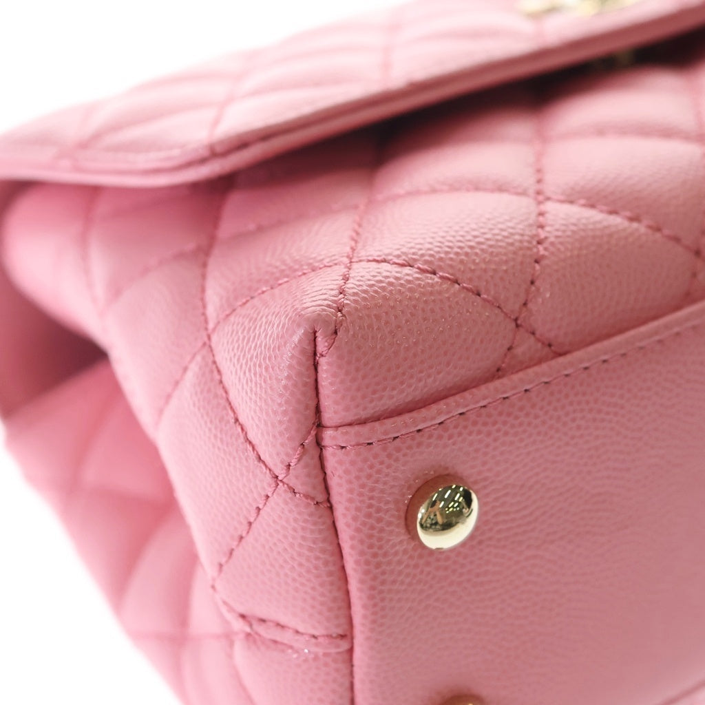 CHANEL(シャネル) マトラッセ ココハンドル24 2WAYハンドバッグ ショルダーバッグ チェーンハンドル ピンク キャビアスキン A92990 ゴールド金具 レディース