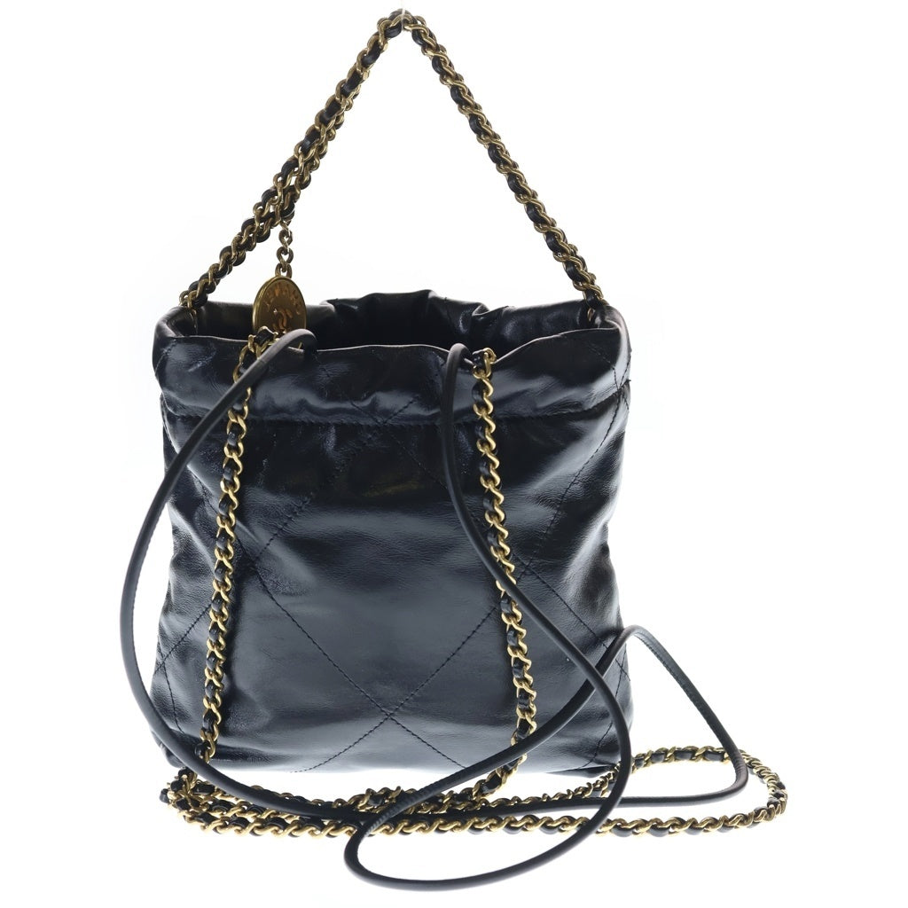 CHANEL(シャネル) シャネル22 ミニ チェーンショルダーバッグ ブラック カーフスキン AS3980 ゴールド金具 レディース