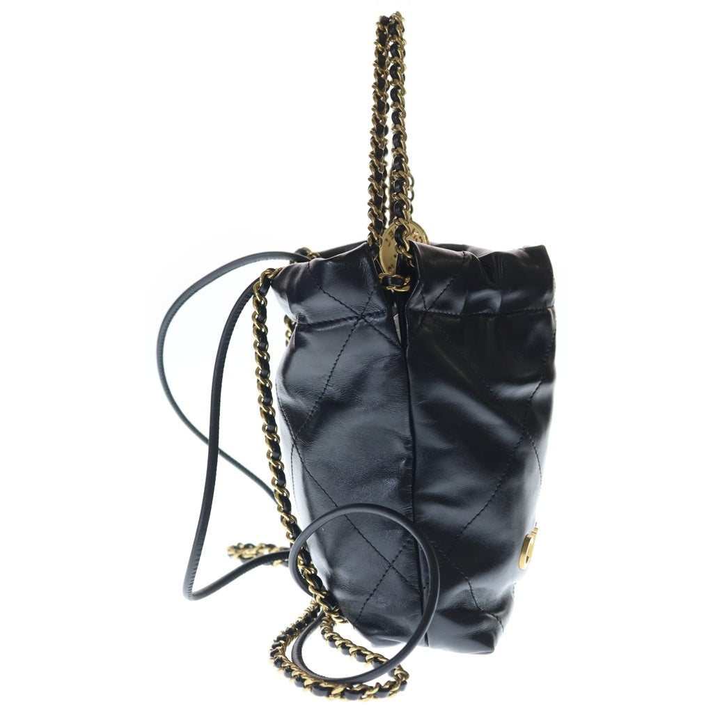 CHANEL(シャネル) シャネル22 ミニ チェーンショルダーバッグ ブラック カーフスキン AS3980 ゴールド金具 レディース