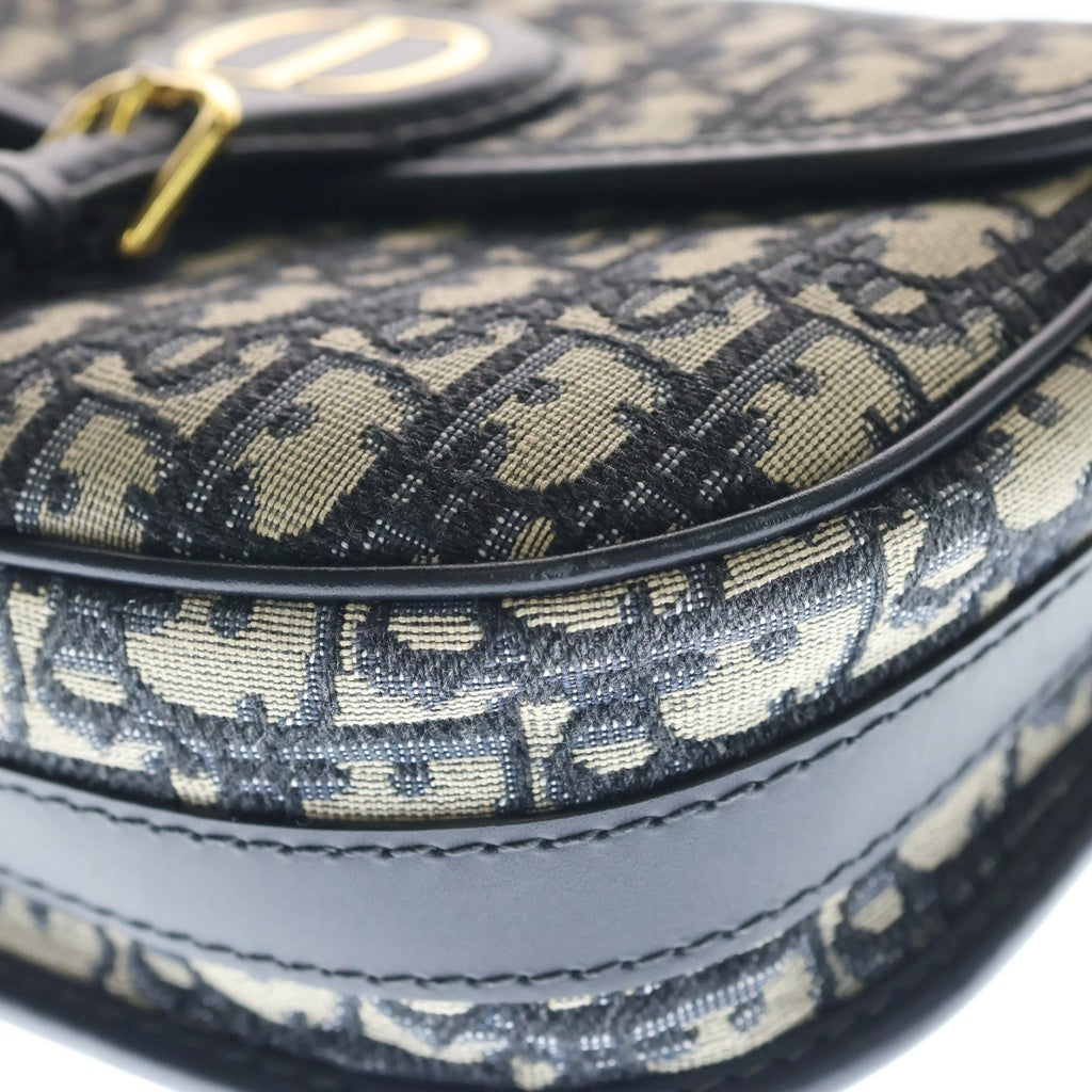Christian Dior(クリスチャンディオール) オブリーク ボビー ショルダーバッグ ネイビー キャンバス×レザー M9319UTZQ ゴールド金具 レディース