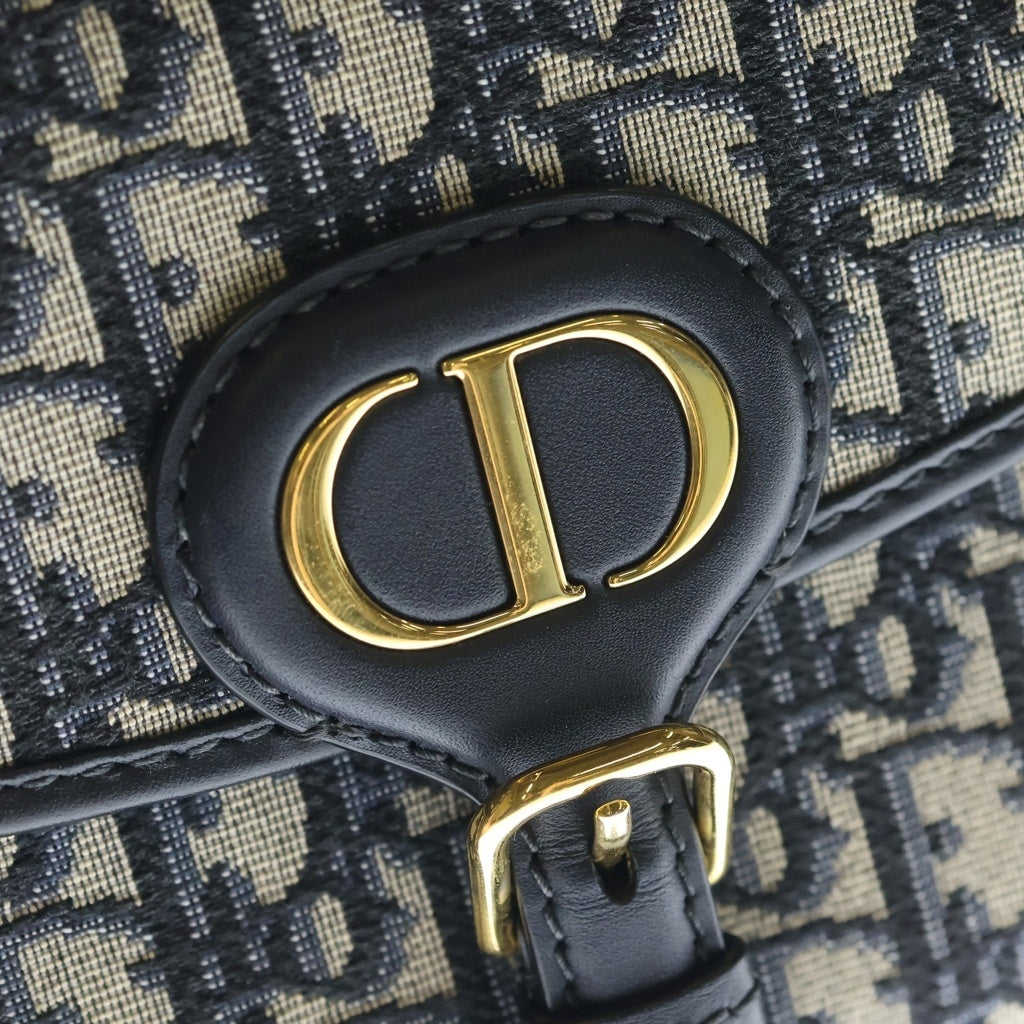 Christian Dior(クリスチャンディオール) オブリーク ボビー ショルダーバッグ ネイビー キャンバス×レザー M9319UTZQ ゴールド金具 レディース