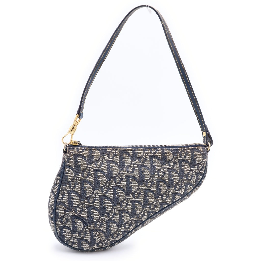 LOUIS VUITTON(ルイヴィトン) トロッター サドル ハンドバッグ ネイビー レザー×キャンバス ゴールド金具 レディース