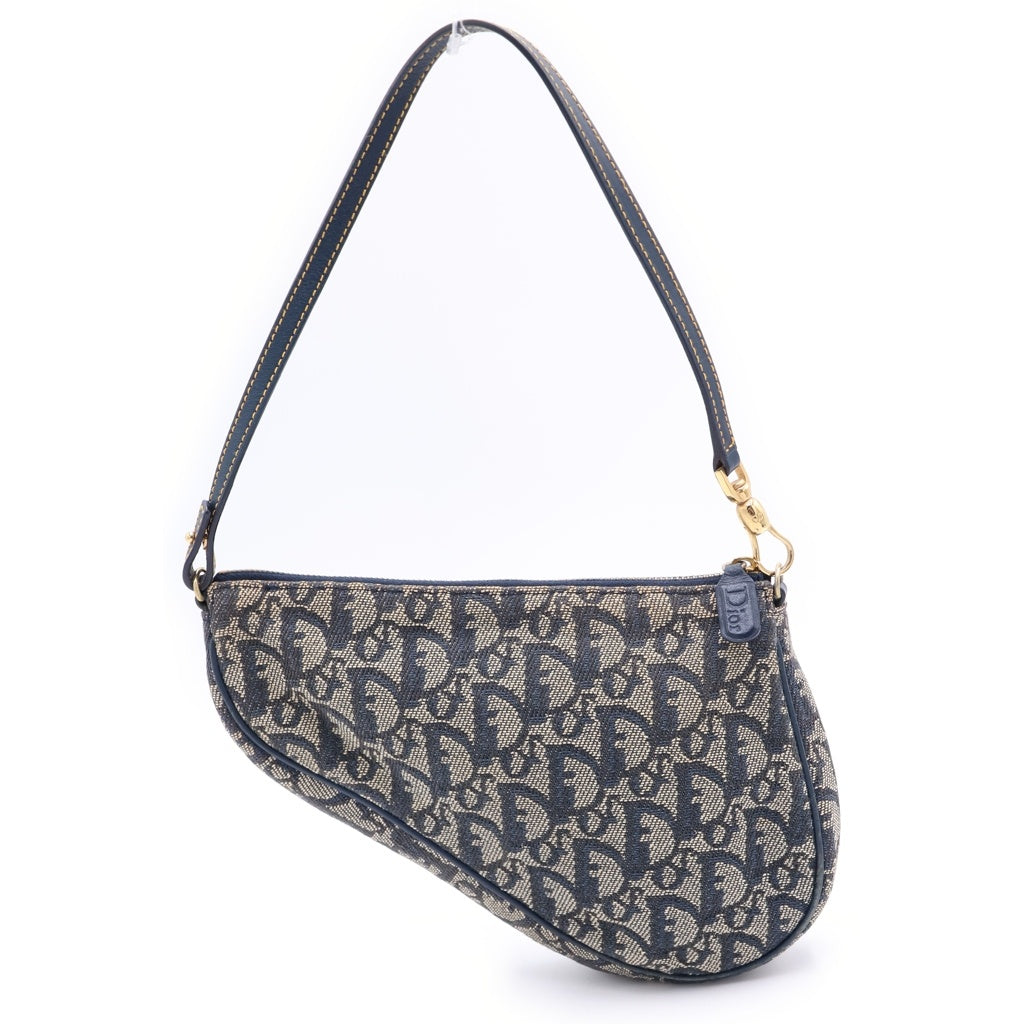 LOUIS VUITTON(ルイヴィトン) トロッター サドル ハンドバッグ ネイビー レザー×キャンバス ゴールド金具 レディース