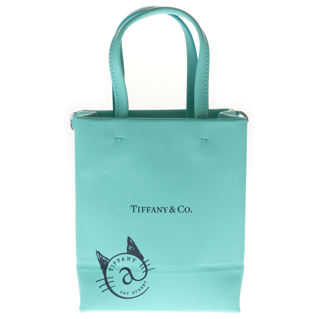 TIFFANY & Co.(ティファニー) ショッピングトートバッグ ミニ ショルダーバッグ ティファニーブルー カーフレザー 68902048 シルバー金具 レディース