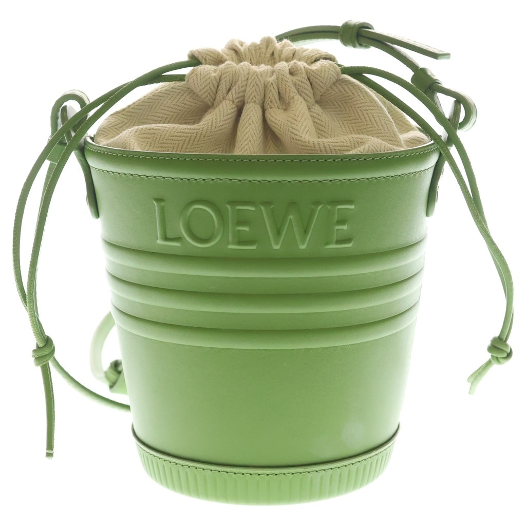 LOEWE(ロエベ) ジャルディニエ ショルダーバッグ バケットバッグ カーフレザー キャンバス グリーン レディース