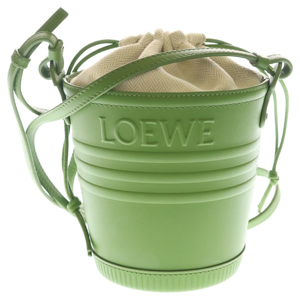 LOEWE(ロエベ) ジャルディニエ ショルダーバッグ バケットバッグ カーフレザー キャンバス グリーン レディース