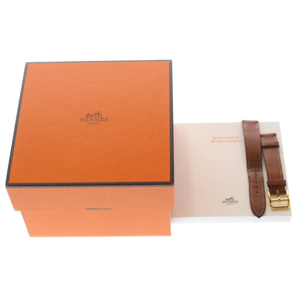 HERMES(エルメス) Hウォッチ ドゥブルトゥール 白文字盤 SS×レザー/QZ GP ステンレス クォーツ 電池式 腕時計 HH1.201
