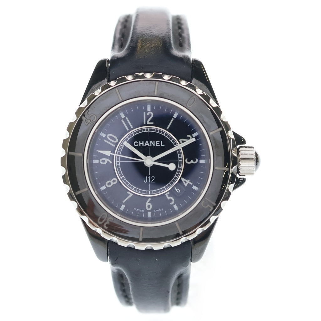 CHANEL(シャネル) J12 黒文字盤 CE×レザー/QZ ブラックセラミック クォーツ 電池式 腕時計 H0680