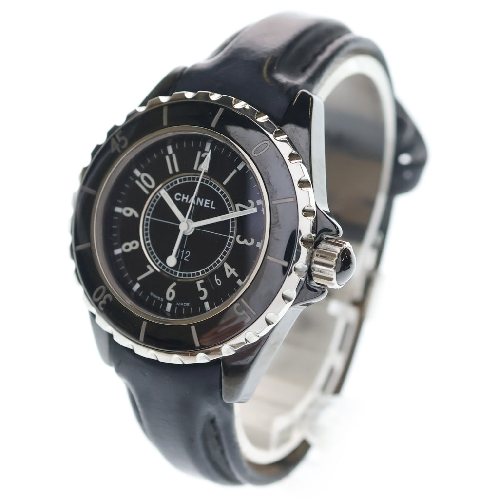 CHANEL(シャネル) J12 黒文字盤 CE×レザー/QZ ブラックセラミック クォーツ 電池式 腕時計 H0680