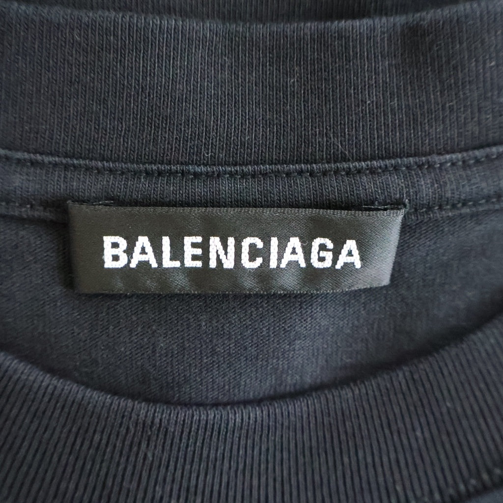 BALENCIAGA(バレンシアガ) 21SS UNISEX LOGO T-SHIRT ロゴプリント 半袖Tシャツ カットソー ブラック 612966 TIVG5