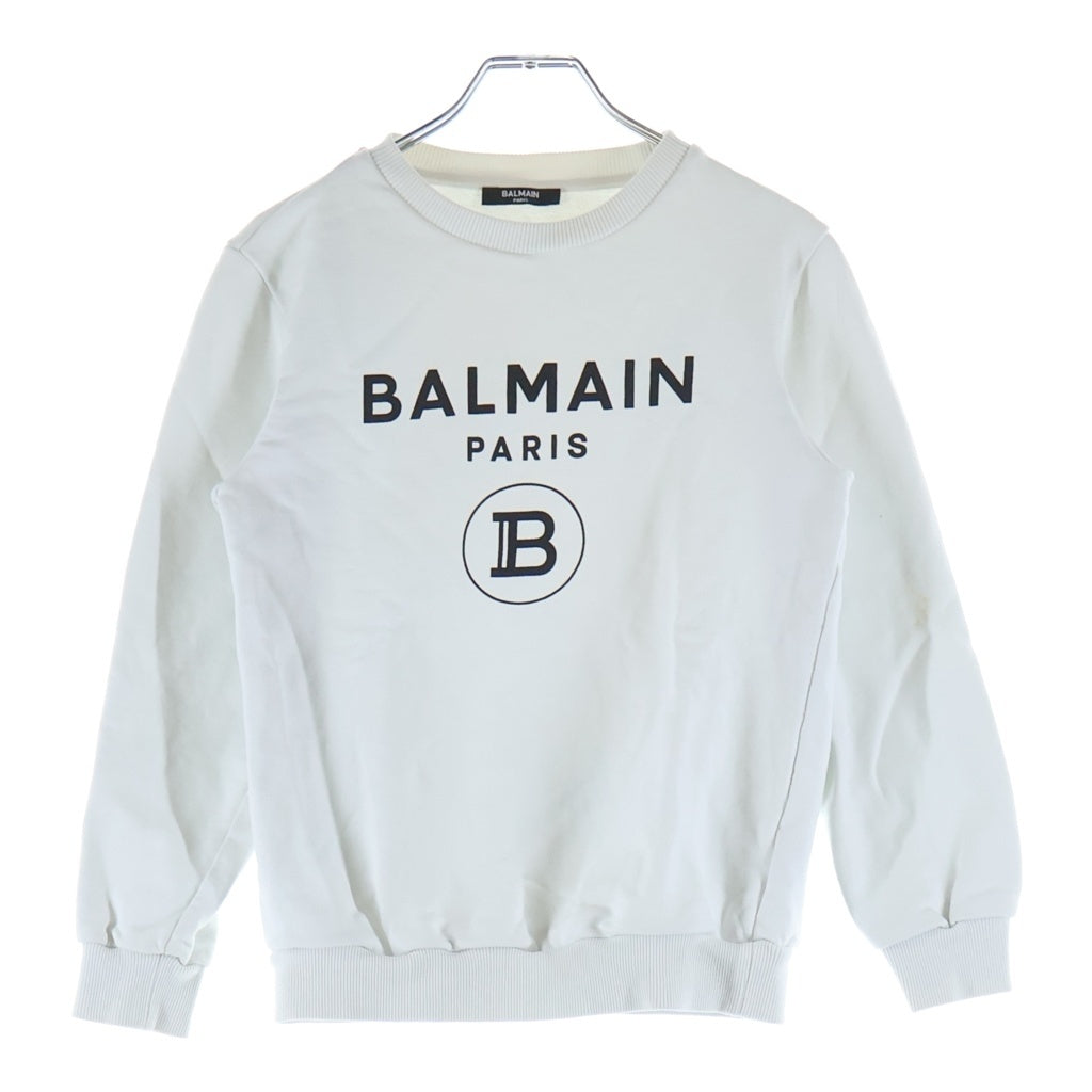 BALMAIN(バルマン) フロントロゴプリントクルーネックトレーナー スウェット ホワイト #12A レディース