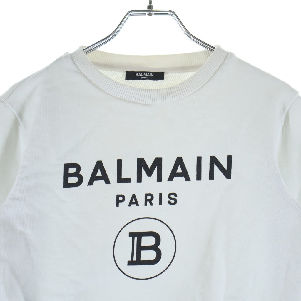 BALMAIN(バルマン) フロントロゴプリントクルーネックトレーナー スウェット ホワイト #12A レディース