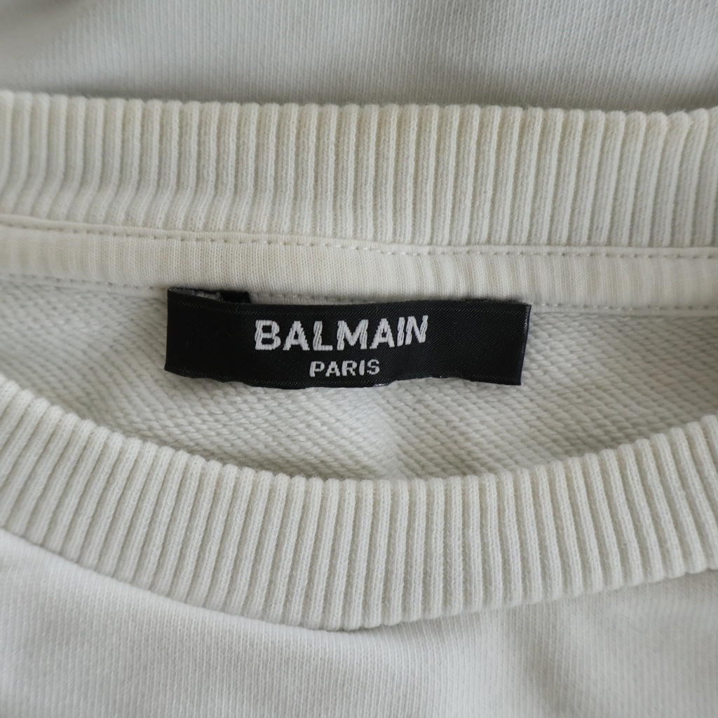 BALMAIN(バルマン) フロントロゴプリントクルーネックトレーナー スウェット ホワイト #12A レディース