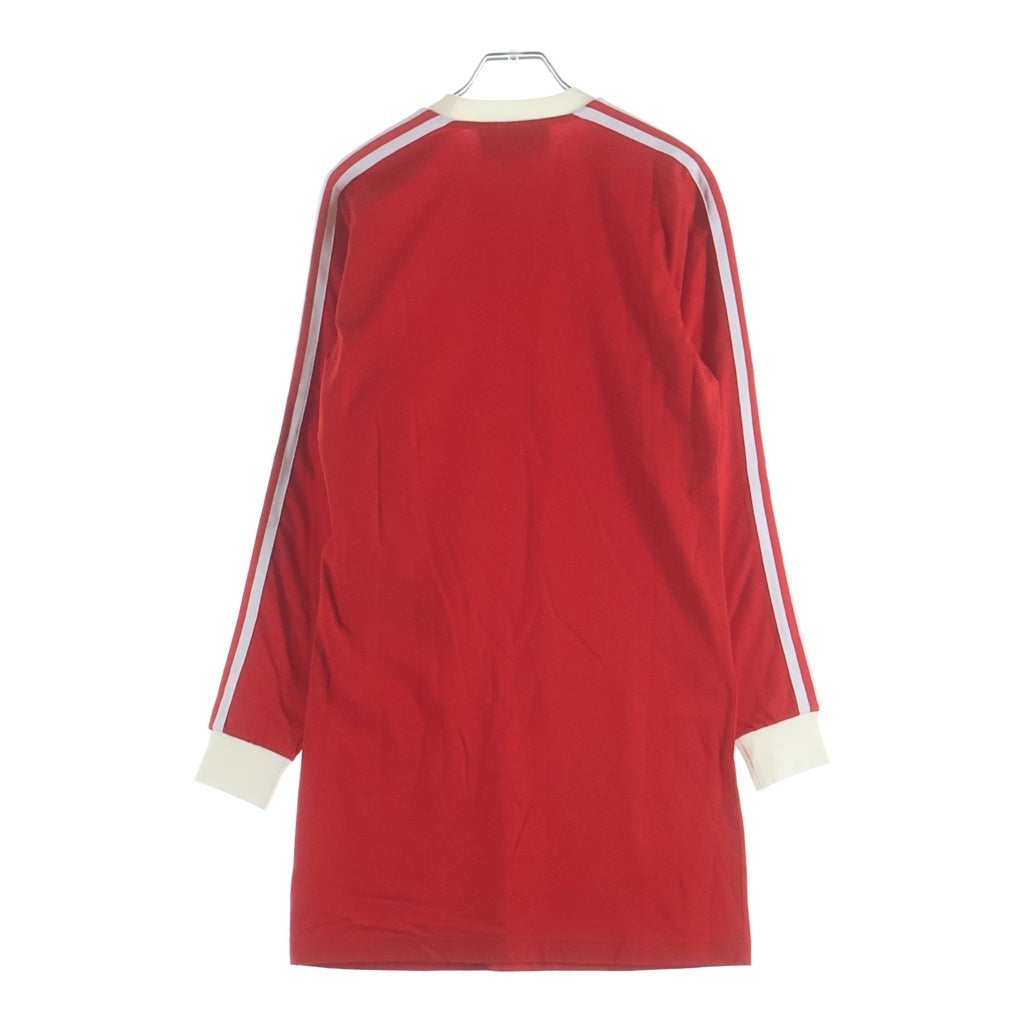 GUCCI(グッチ) ×adidas 22SS RED COTTON LONG SLEEVE TREFOIL DRESS アディダス 長袖コットンワンピース ドレス トレフォイル ロゴ レッド 693537 XJEBS レディース