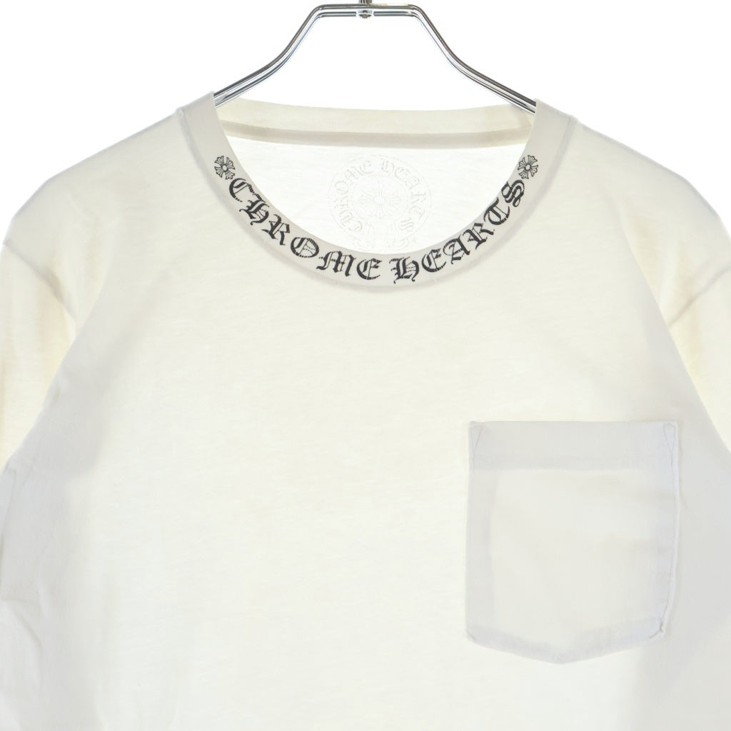 CHROME HEARTS(クロムハーツ) NECK LOGO LONG SLEEVE TEE ネックロゴ バックスクロールラベル ロングスリーブ 長袖Tシャツ カットソー ロンT 袖プリント ホワイト レディース