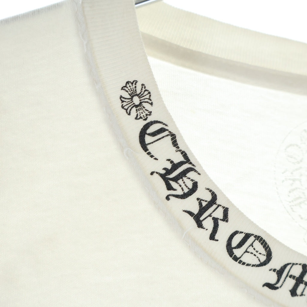 CHROME HEARTS(クロムハーツ) NECK LOGO LONG SLEEVE TEE ネックロゴ バックスクロールラベル ロングスリーブ 長袖Tシャツ カットソー ロンT 袖プリント ホワイト レディース