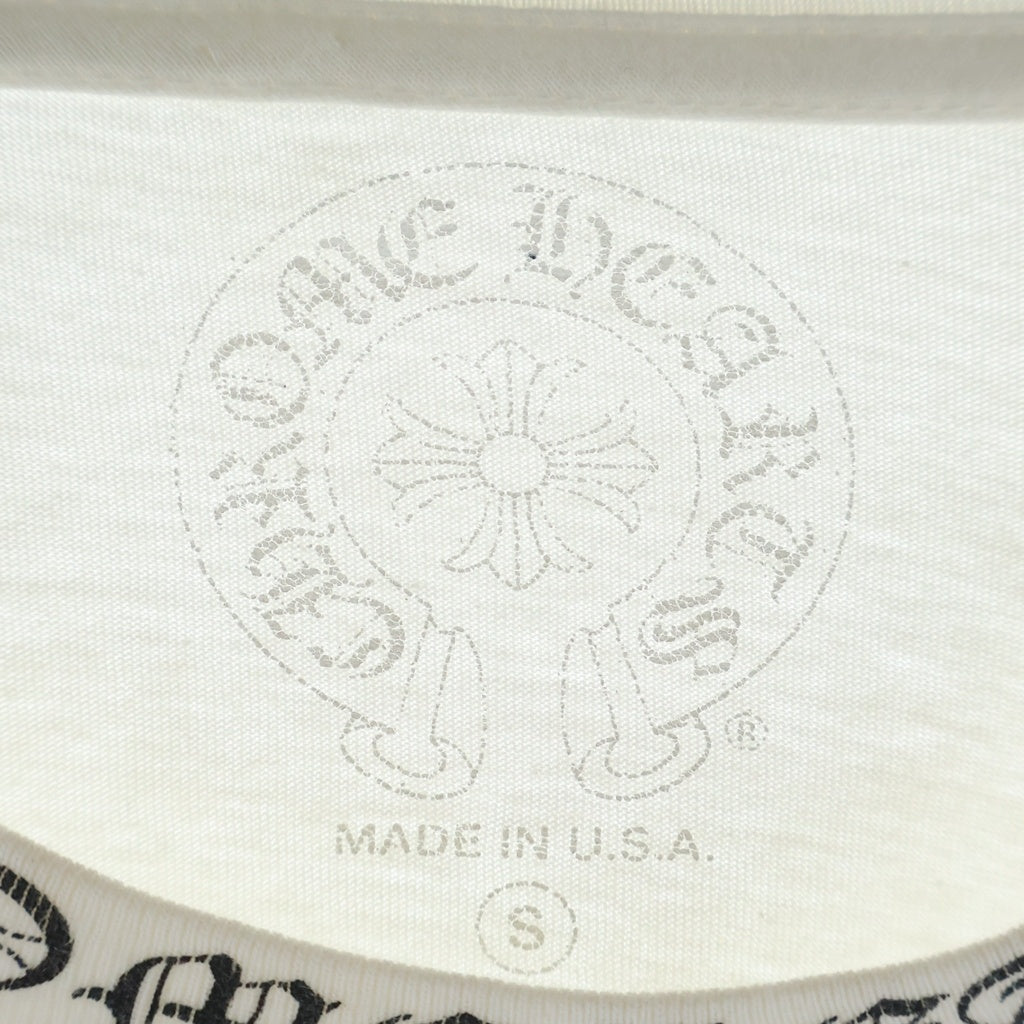 CHROME HEARTS(クロムハーツ) NECK LOGO LONG SLEEVE TEE ネックロゴ バックスクロールラベル ロングスリーブ 長袖Tシャツ カットソー ロンT 袖プリント ホワイト レディース