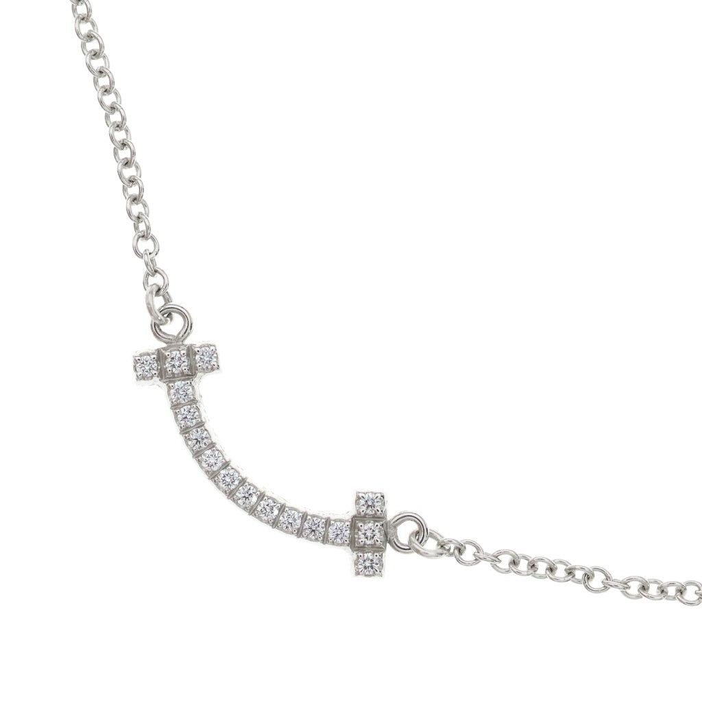 TIFFANY & Co.(ティファニー) Tスマイル ミニ ダイヤモンド ネックレス ホワイトゴールド K18WG レディース