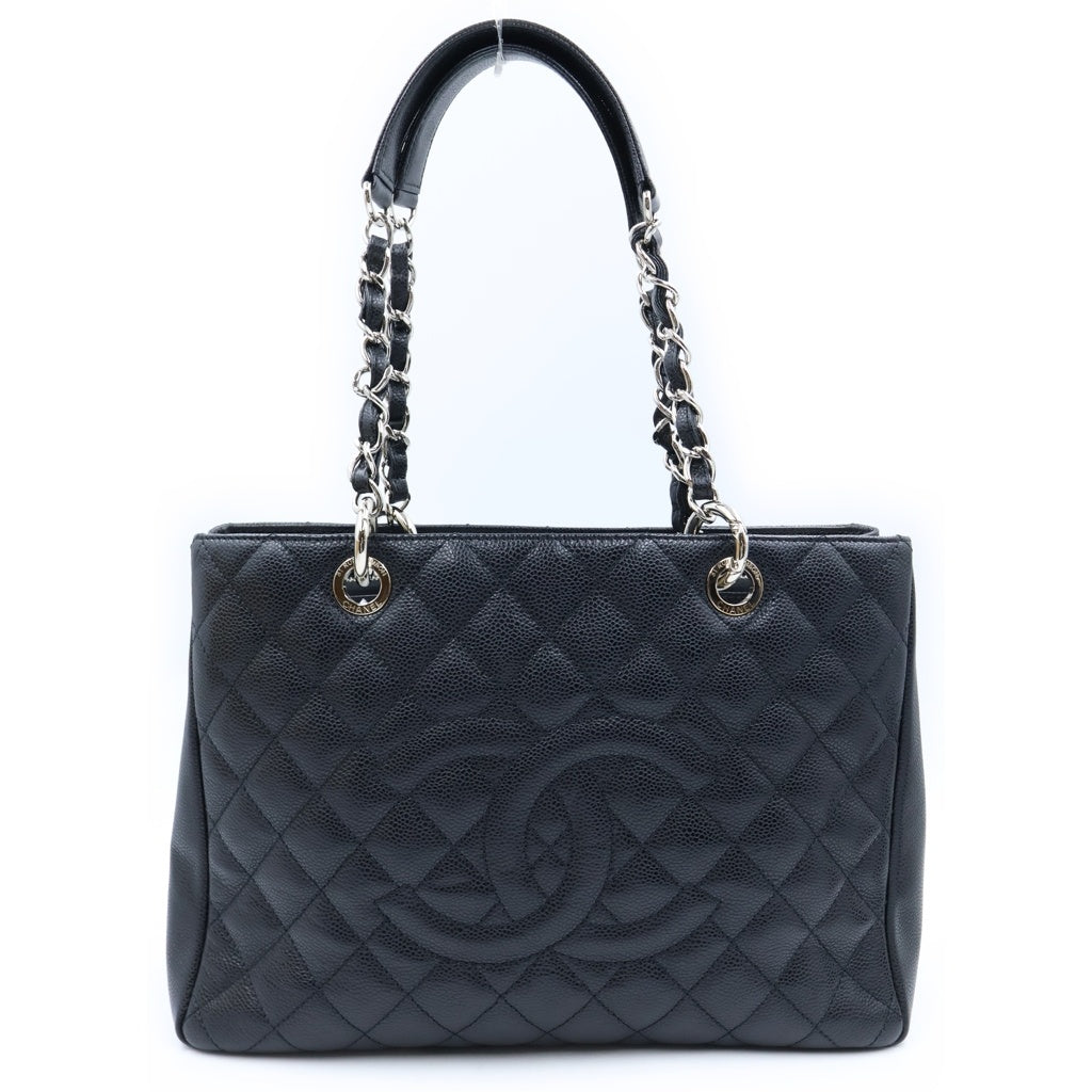 CHANEL(シャネル) ココマーク マトラッセ グランドショッピング キャビアスキン シルバー金具 チェーン トートバッグ ハンドバッグ ブラック レディース