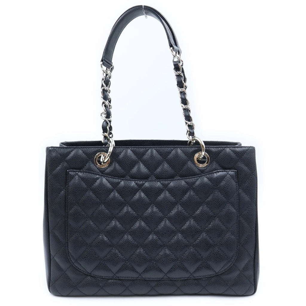 CHANEL(シャネル) ココマーク マトラッセ グランドショッピング キャビアスキン シルバー金具 チェーン トートバッグ ハンドバッグ ブラック レディース