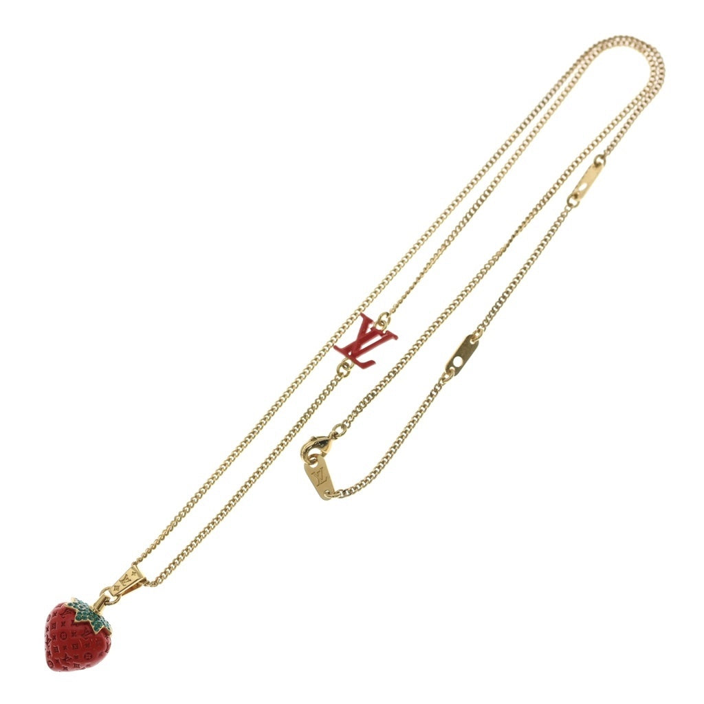 LOUIS VUITTON(ルイヴィトン) LVフルーツ ストロベリー ネックレス レッド×ゴールド メタル GP MP3278 レディース