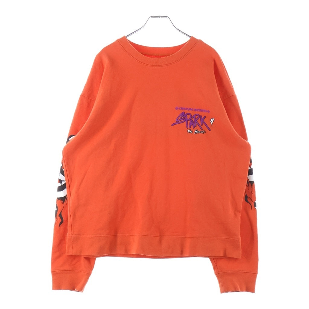 CHROME HEARTS(クロムハーツ) 23SS ×MATTY BOY SPARK THE HEART SWTSHRT マッティボーイ プロスパーク ザ ハート プリント コットン クルーネック スウェットトレーナー #L レッド レディース