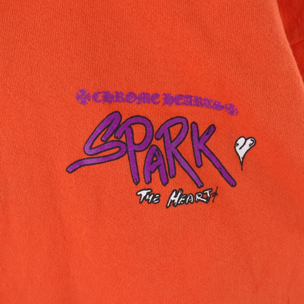 CHROME HEARTS(クロムハーツ) 23SS ×MATTY BOY SPARK THE HEART SWTSHRT マッティボーイ プロスパーク ザ ハート プリント コットン クルーネック スウェットトレーナー #L レッド レディース