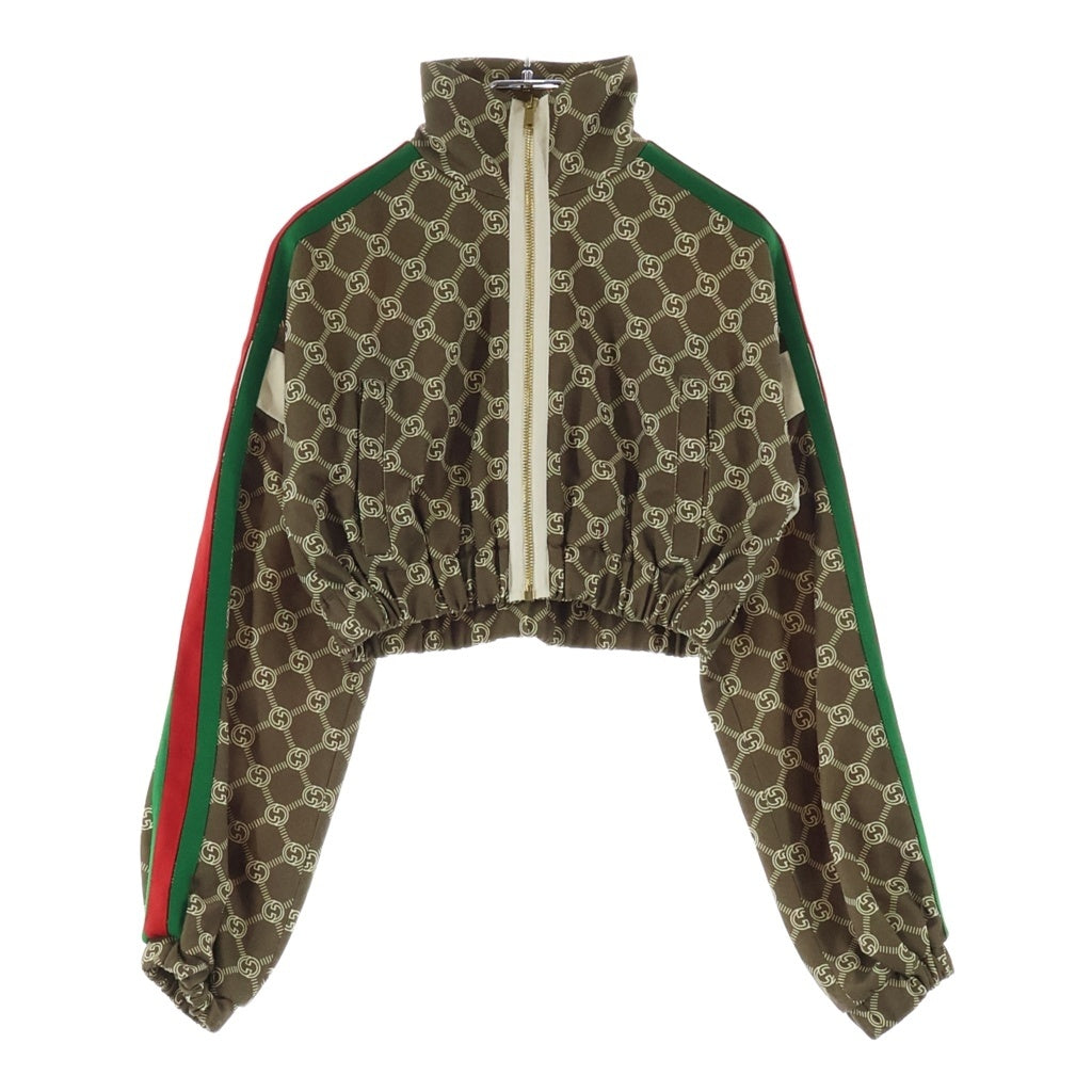 GUCCI(グッチ) インターロッキングG シェリーライン コットン ショート丈 ジップアップ トラックジャケット ブルゾン #XXS ブラウン 671495 レディース