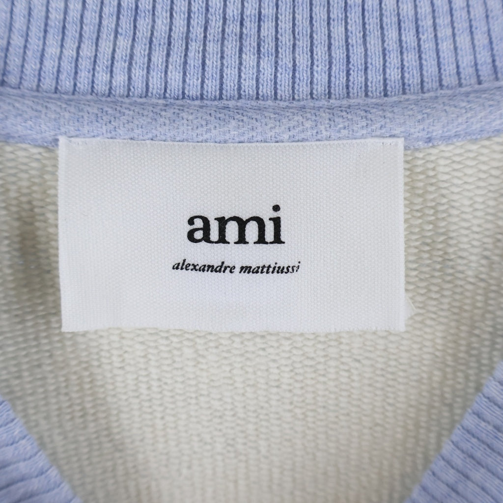 ami(アミ) AMI DE COEUR ハートロゴ コットン クルーネック スウェットトレーナー #XS ブルー BFUSW005.747