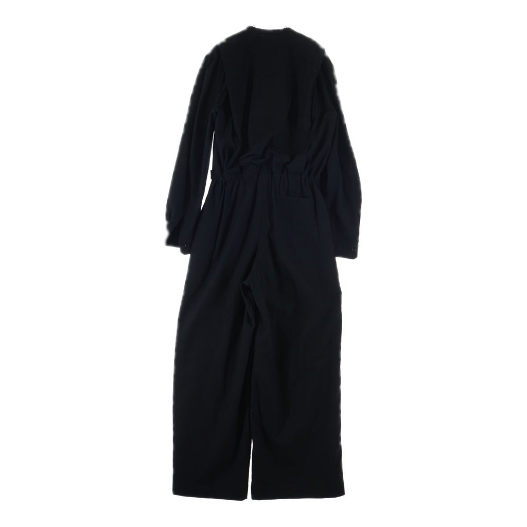 LEMAIRE(ルメール) Jumpsuit ジャンプスーツ オールインワン コットン ジップアップ ギャザー ブラック W204 PA290 LF528