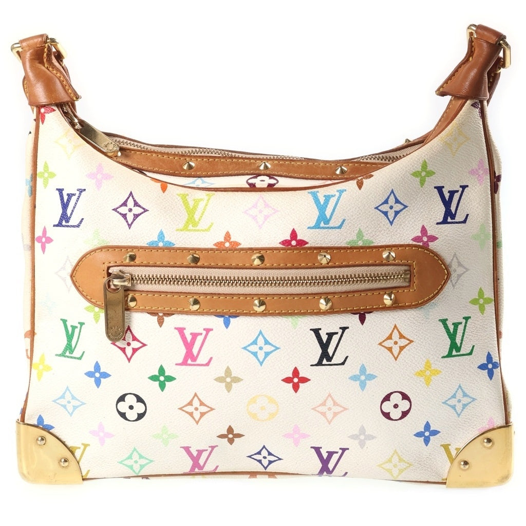 LOUIS VUITTON(ルイヴィトン) モノグラム マルチカラー ブローニュ ショルダーバッグ ホワイト×ブラウン レザー×PVC M92660 ゴールド金具 レディース