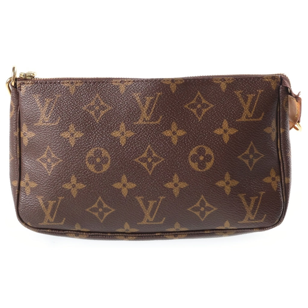 LOUIS VUITTON(ルイヴィトン) モノグラム ポシェットアクセソワール ハンドバッグ ポーチ ケース ブラウン レザー×PVC M51980 ゴールド金具 レディース
