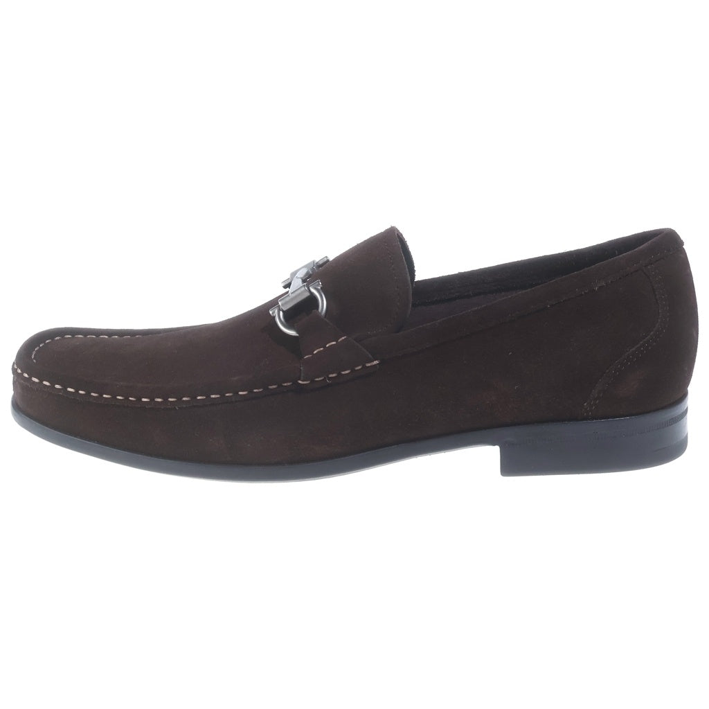 Salvatore Ferragamo(サルヴァトーレ フェラガモ) MAGNIFICO AMALFI SUEDE LOAFER スエードローファー シューズ ガンチーニ シルバー金具/ブラウン 0553960 レディース