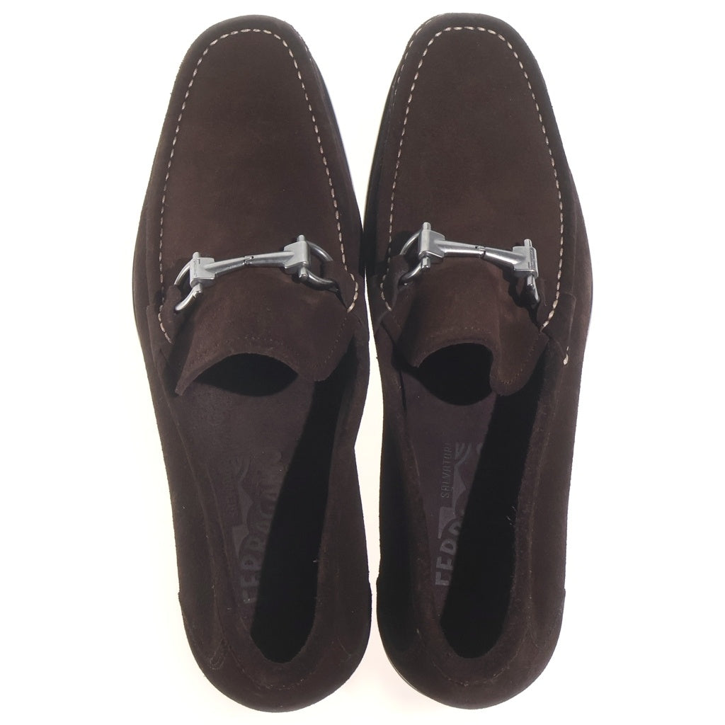 Salvatore Ferragamo(サルヴァトーレ フェラガモ) MAGNIFICO AMALFI SUEDE LOAFER スエードローファー シューズ ガンチーニ シルバー金具/ブラウン 0553960 レディース
