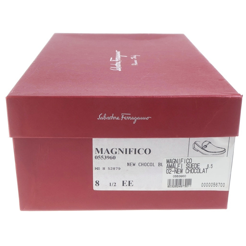 Salvatore Ferragamo(サルヴァトーレ フェラガモ) MAGNIFICO AMALFI SUEDE LOAFER スエードローファー シューズ ガンチーニ シルバー金具/ブラウン 0553960 レディース