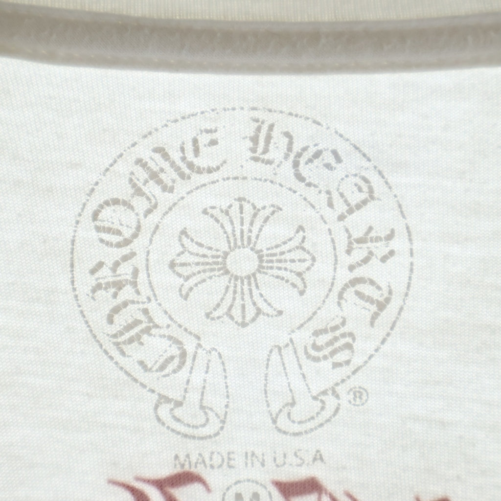 CHROME HEARTS(クロムハーツ) BACK CIRCLE LOGO FLRL L/S TEE バックグラデーション サークルロゴ 袖フローラルプリント長袖Tシャツ カットソー ホワイト レディース