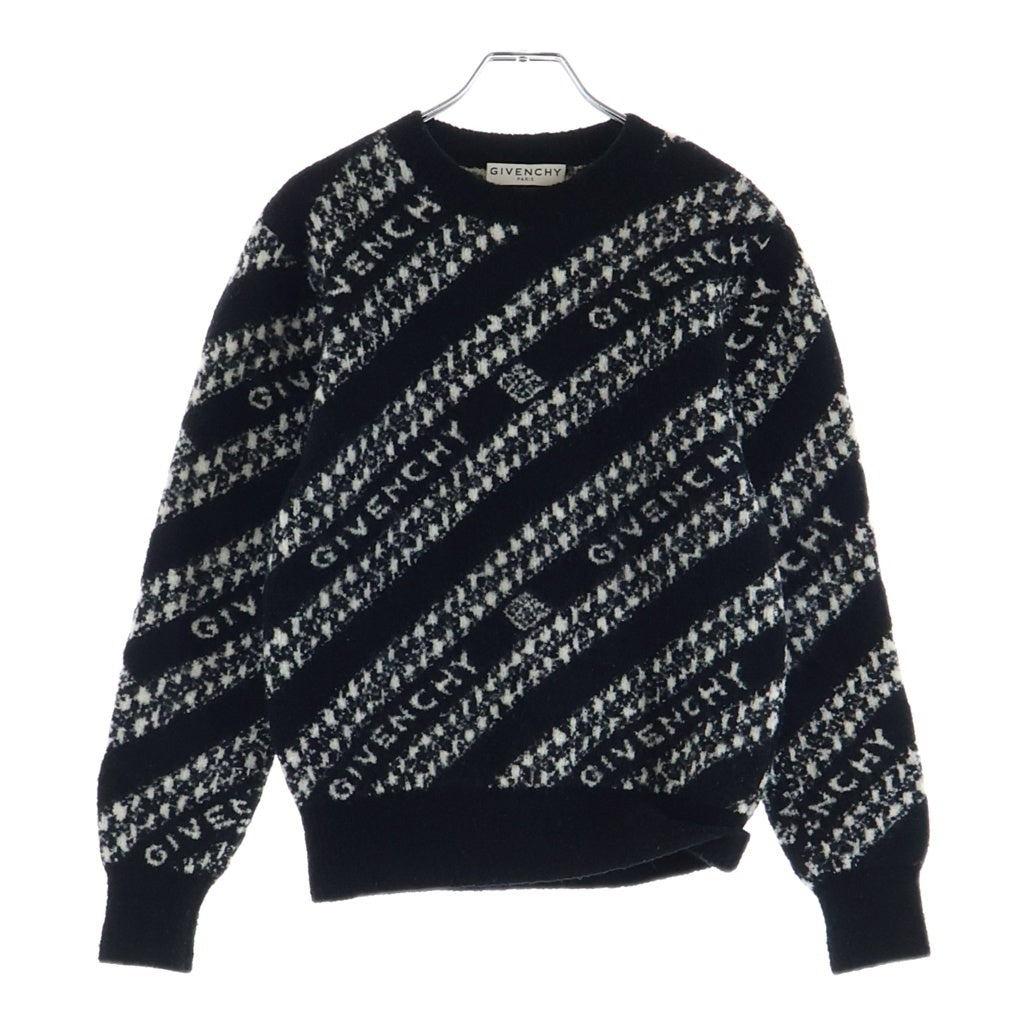 GIVENCHY(ジバンシィ) 20AW Wool Jacquard Logo Knit ウールジャカードロゴニット セーター ナイロン ブラック/ホワイト BM90EE4Y6Q レディース