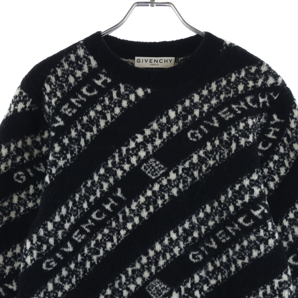 GIVENCHY(ジバンシィ) 20AW Wool Jacquard Logo Knit ウールジャカードロゴニット セーター ナイロン ブラック/ホワイト BM90EE4Y6Q レディース