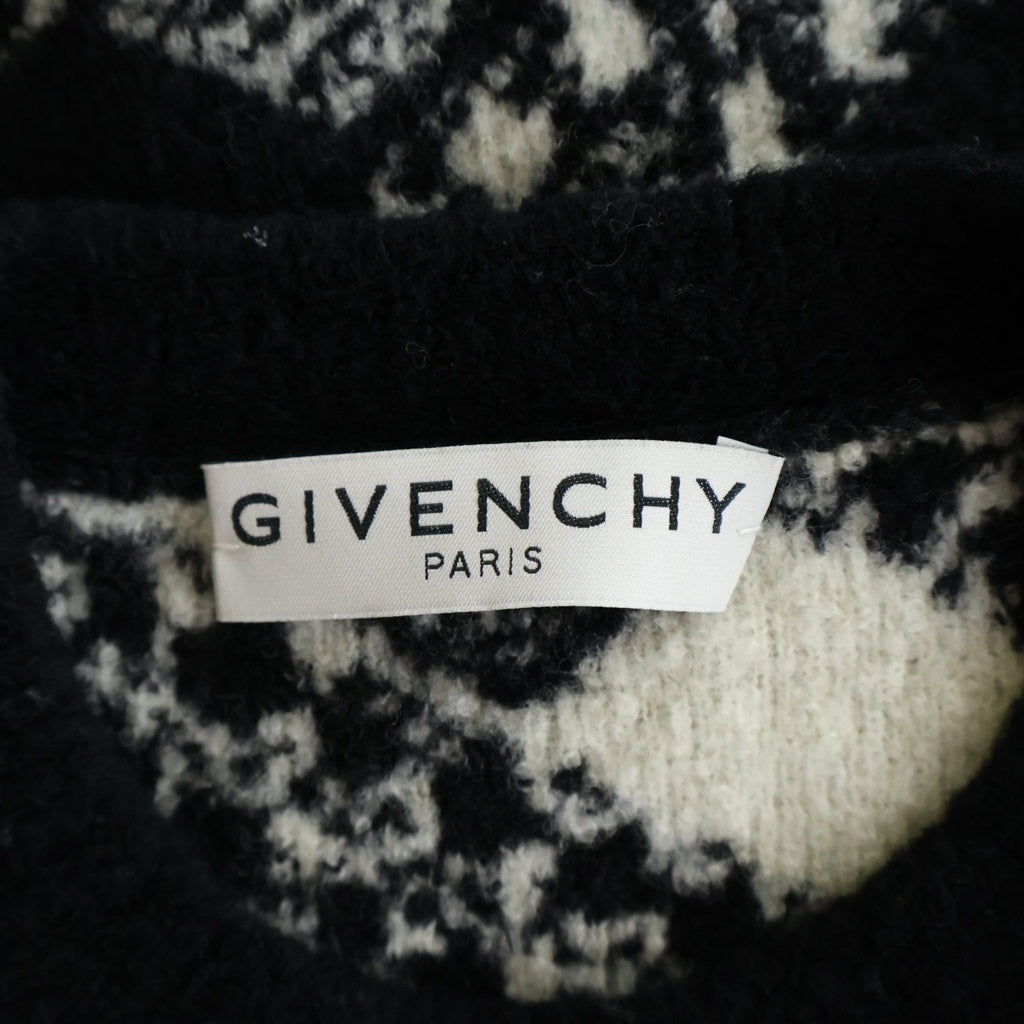 GIVENCHY(ジバンシィ) 20AW Wool Jacquard Logo Knit ウールジャカードロゴニット セーター ナイロン ブラック/ホワイト BM90EE4Y6Q レディース