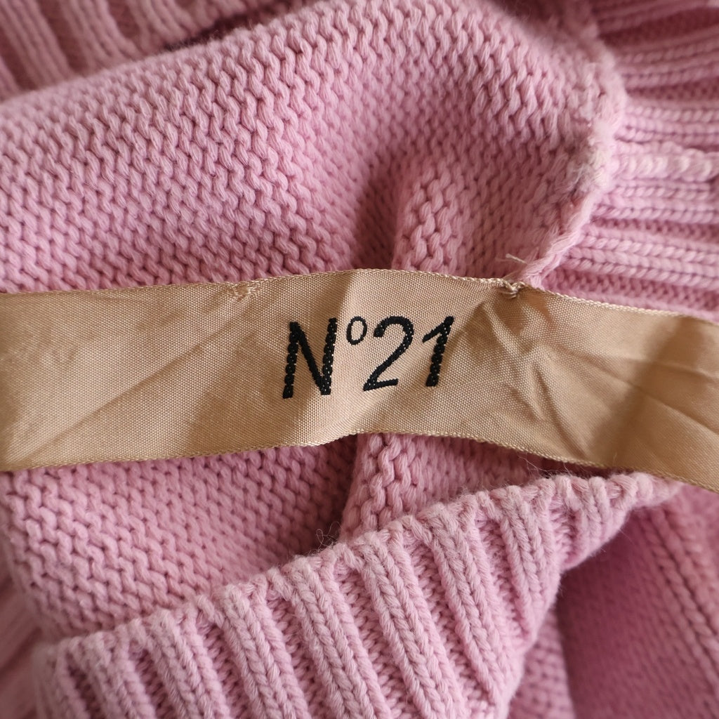 N21 numero ventuno(ヌメロ ヴェントゥーノ) Candy Embroidery Knit キャンディー 刺繍長袖ニット クルーネック コットン ナイロン ピンク P21EN2M レディース