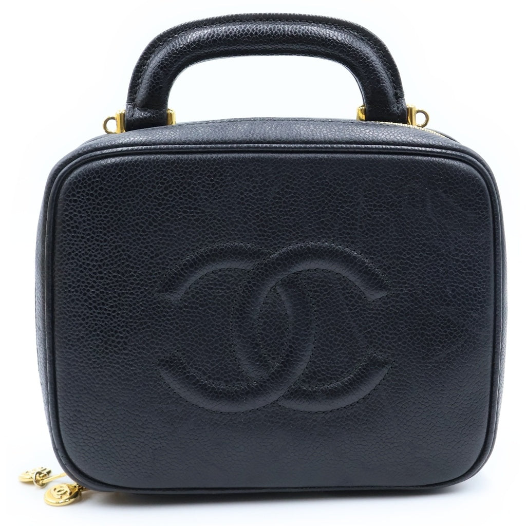 CHANEL(シャネル) ココマーク 2way バニティバッグ ハンドバッグ ブラック キャビアスキン レディース