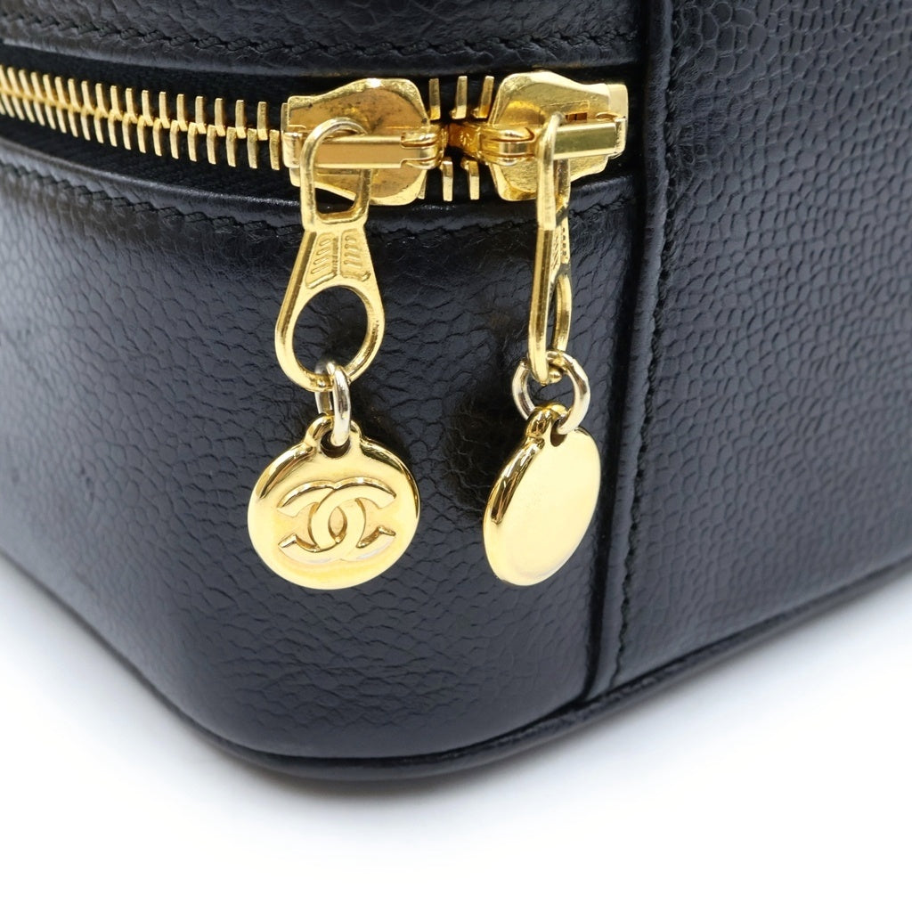 CHANEL(シャネル) ココマーク 2way バニティバッグ ハンドバッグ ブラック キャビアスキン レディース
